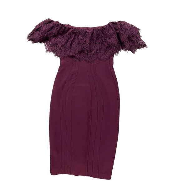 Betsy & Adam Women's Red Wine Women's Lace Seamed Sheath Dress Size 6 Petite - Picture 1 of 7